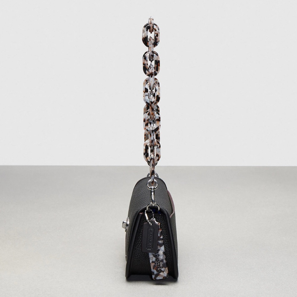 Coach Coachtopia Wavy Dinky Bag w Acrylic Chain & Strap Black Pebble Leather NWT - Picture 9 of 16